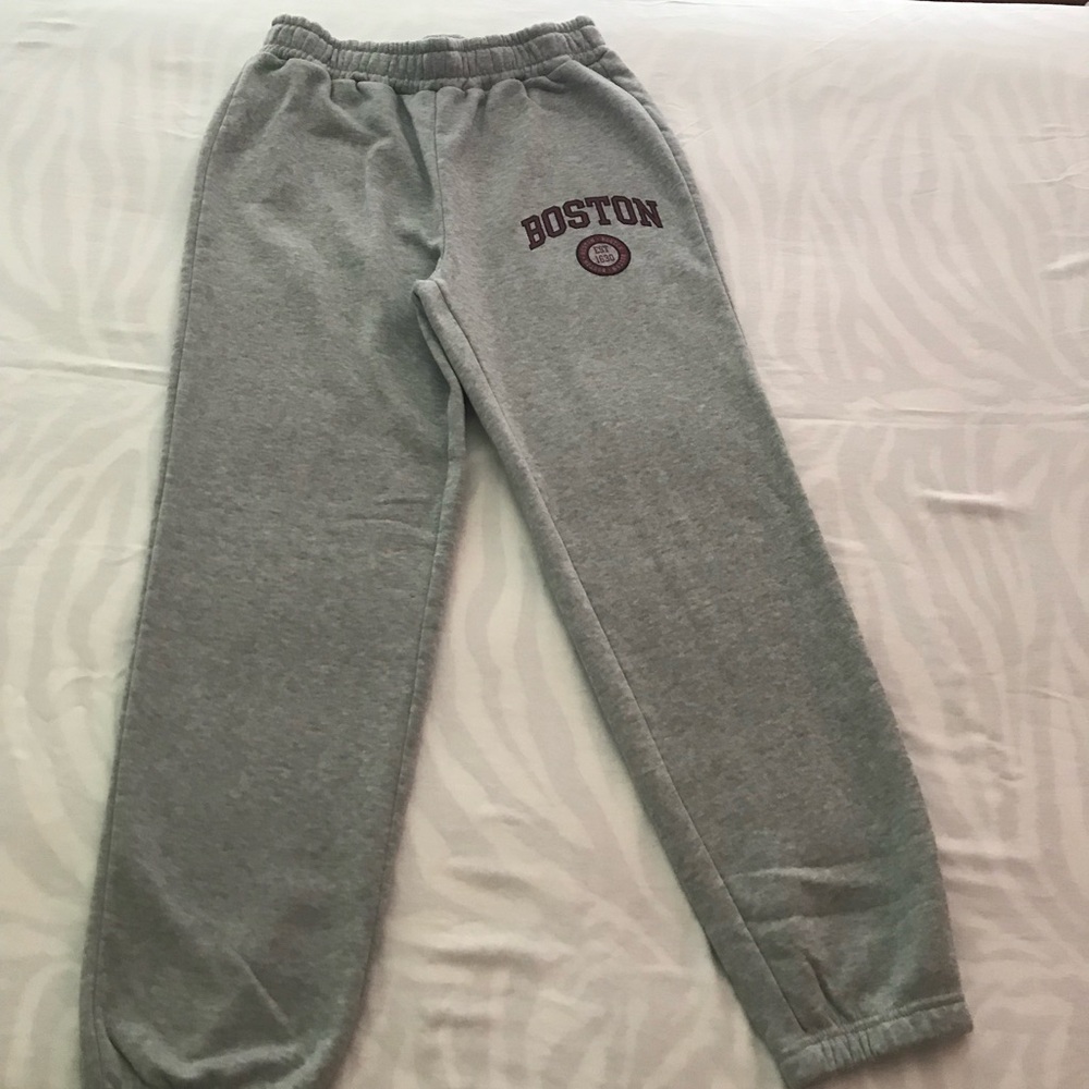 SHEIN Heather Gray Boston Logo Joggers